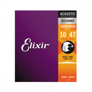 Elixir 10/47 Nanoweb Acoustic Guitar Strings - Extra Light