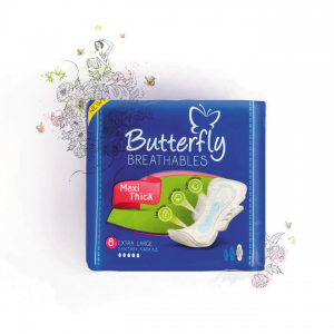 Butterfly Breathables Maxi Thick Sanitary Pads, Extra Large - 8 Pcs
