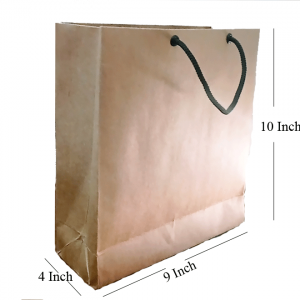 Kraft Paper Bags with Black Rope Handle - 9x4x10 Inch