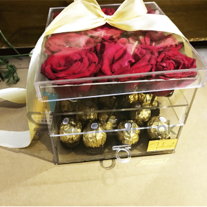 Premium Acrylic Flower & Ferrero Rocher Chocolate Box