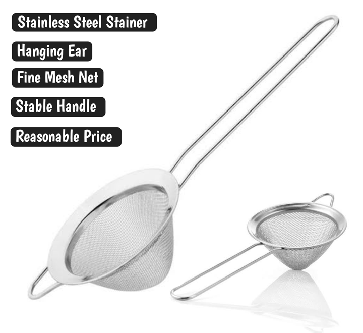 Double Net Tea Strainer Silver Professional Sieve