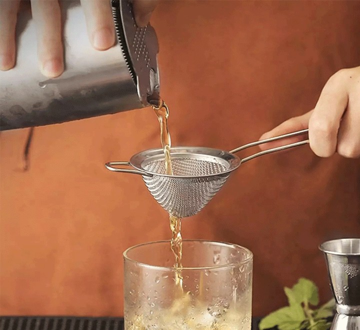 Double Net Tea Strainer Silver Professional Sieve - Image 4