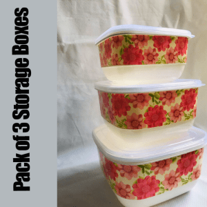 Pack of 3 Multi-Purpose Flower Design Storage Box