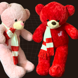 Cute & Stylish Teddy Bear in Muffler Style 4 Ft - Pink & Red Color