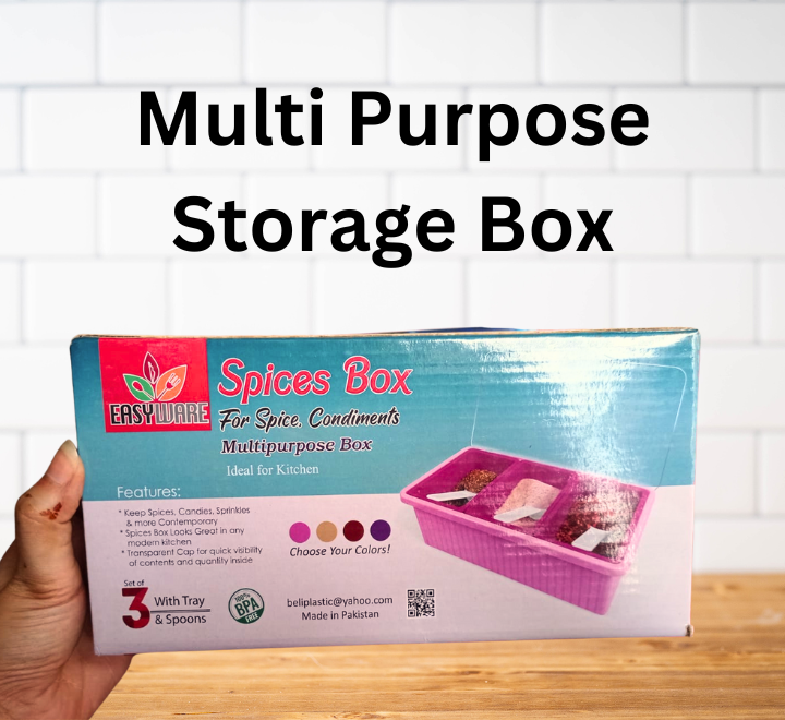 Multipurpose Spice Box For Spice Condiments Rectangle Shape Spice Box With Tray & Spoons - Image 4