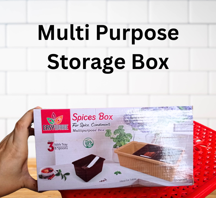 Multipurpose Spice Box For Spice Condiments Rectangle Shape Spice Box With Tray & Spoons - Image 5