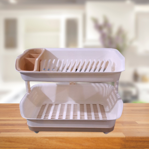 2 Layer Plastic Plate Rack Plates Stand, Dish Drainer, Space Saver Crockery Rack, Plate Shelf